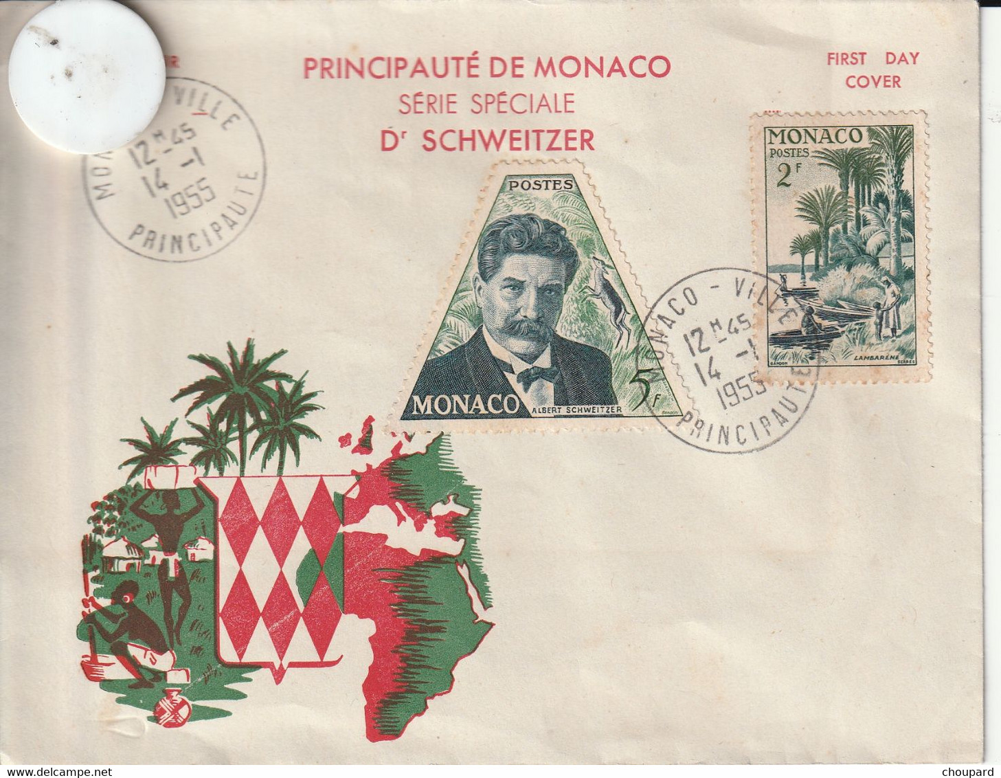 Très Beau Document  PRINCIPAUTE DE MONACO Série Spéciale Dr SCHWEITZER   1955 - Gebraucht