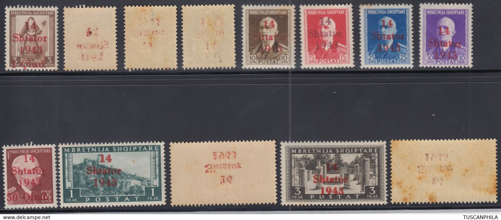 Occupazione Tedesca Serie Completa Sass. 1/13 MNH** Var Con Decalco Cv. 1000 - Albanie