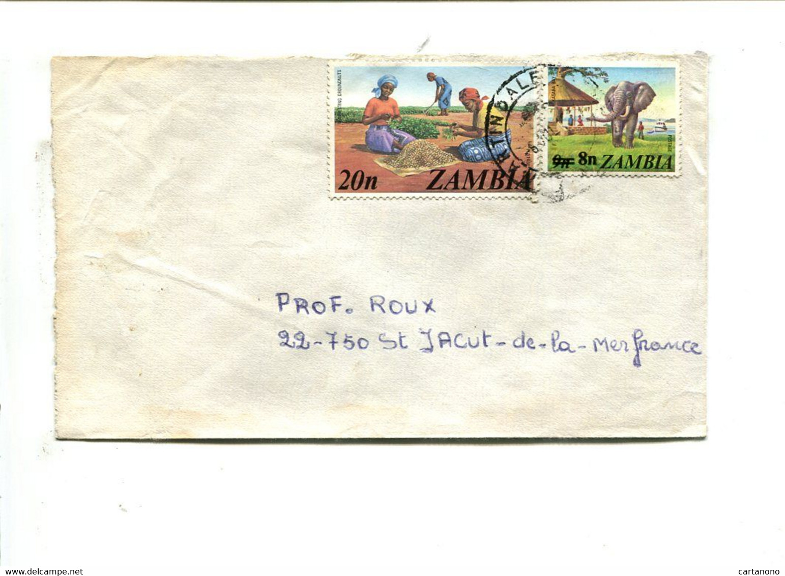 ZAMBIE - Affranchissement Sur Lettre Pour La France - Arachide / Eléphant - Zambia (1965-...)