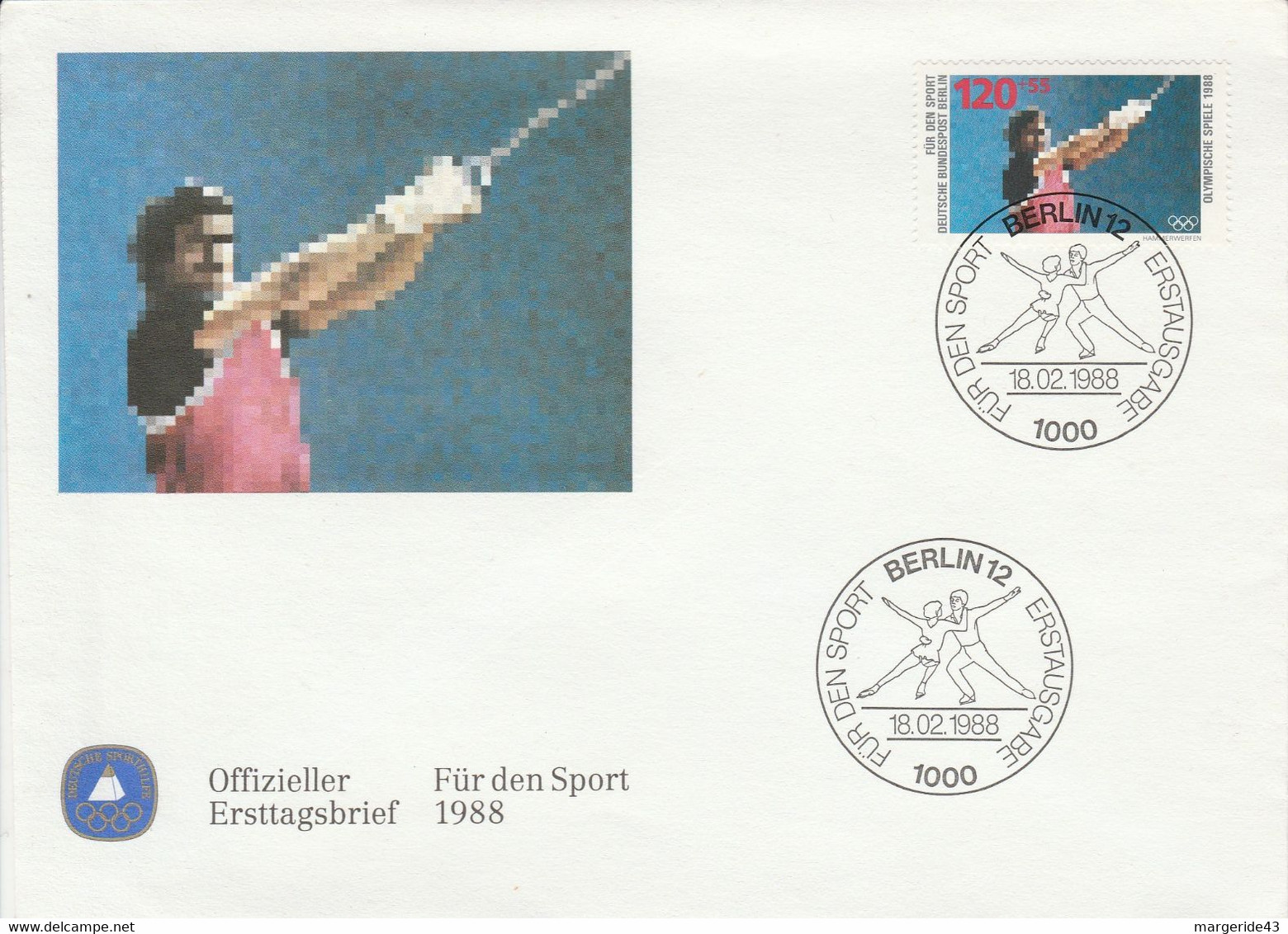 BERLIN FDC 1988 LANCEMENT DU MARTEAU - Maschinenstempel (EMA)