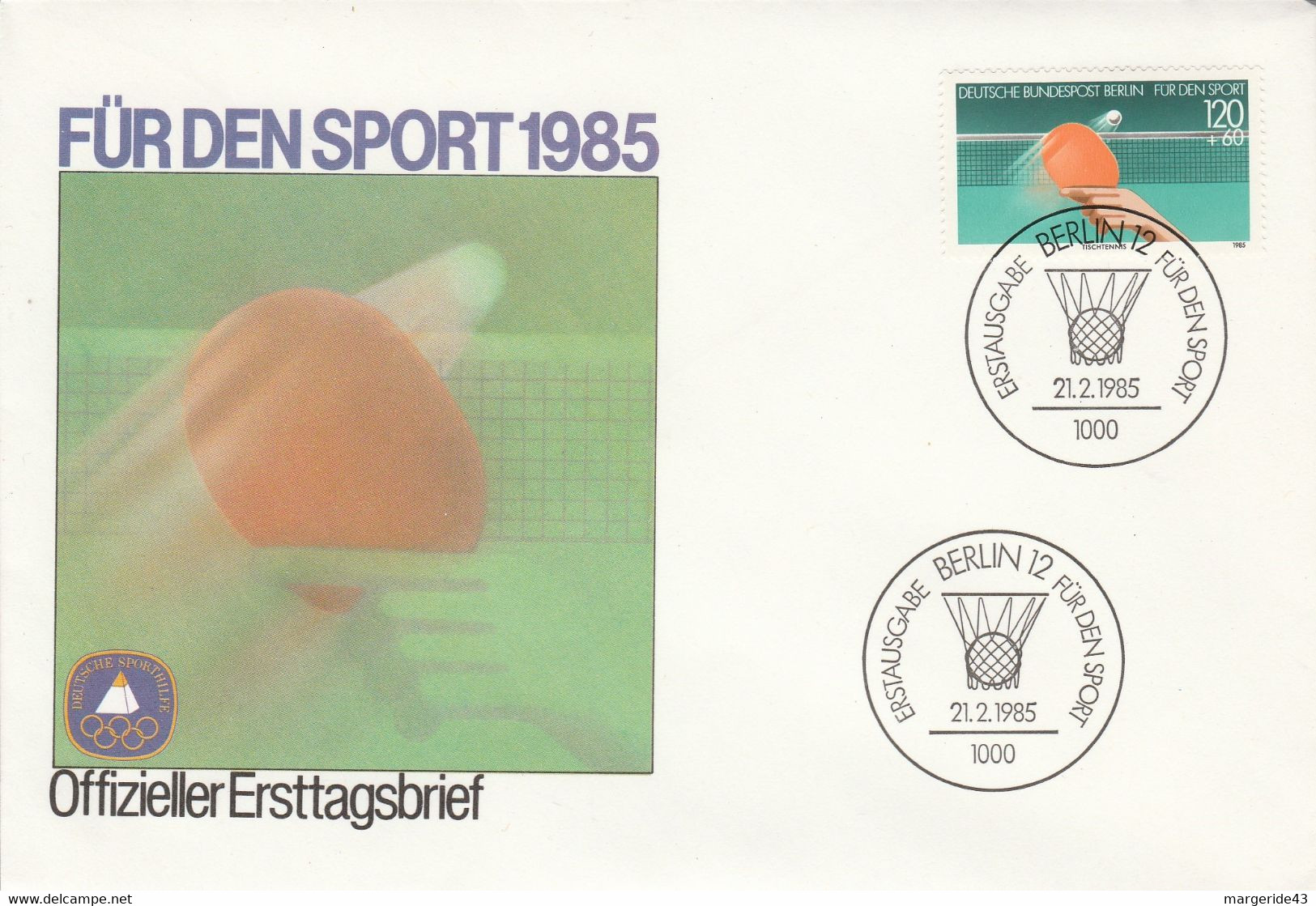 BERLIN FDC 1985 TENNIS DE TABLE - Maschinenstempel (EMA)