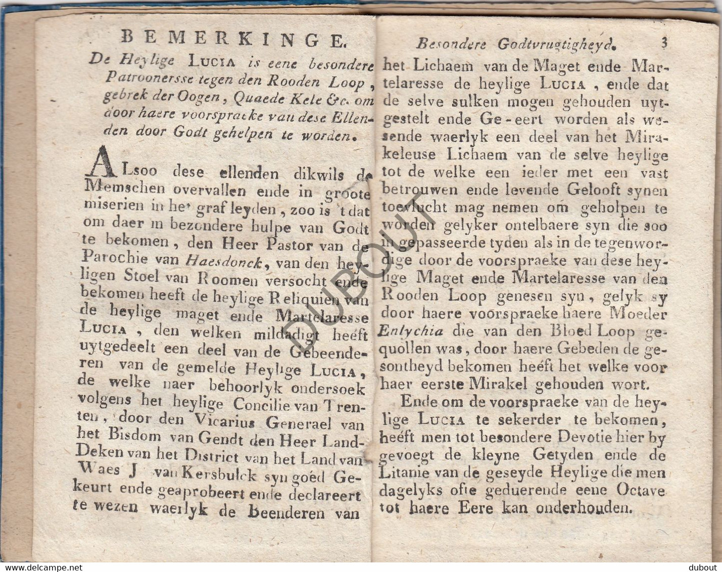 HAASDONK/Beveren/Sint Niklaas - 1706 - Heilige Lucia - Druk A.A. Bruers, Sint Niklaas   (W108) - Antiquariat