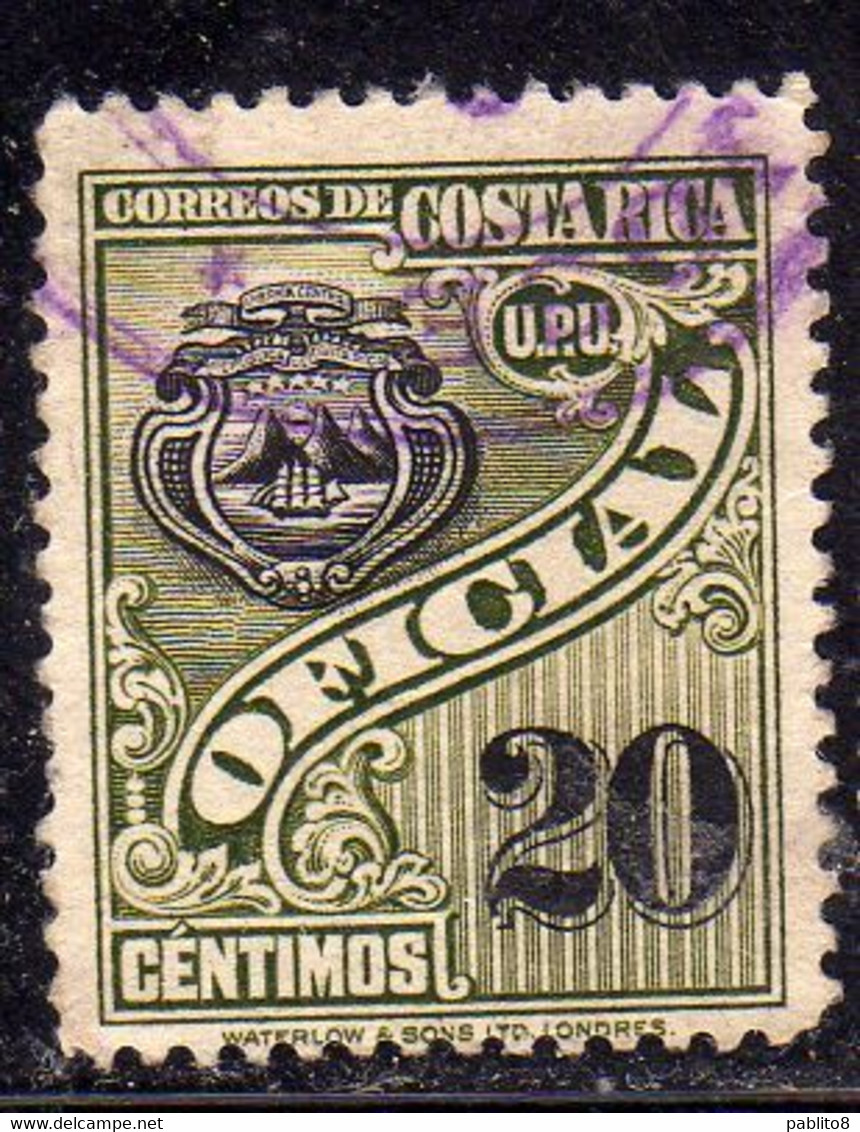 COSTA RICA 1926 OFFICIAL STAMPS OFICIAL CENT 20c USATO USED OBLITERE' - Costa Rica