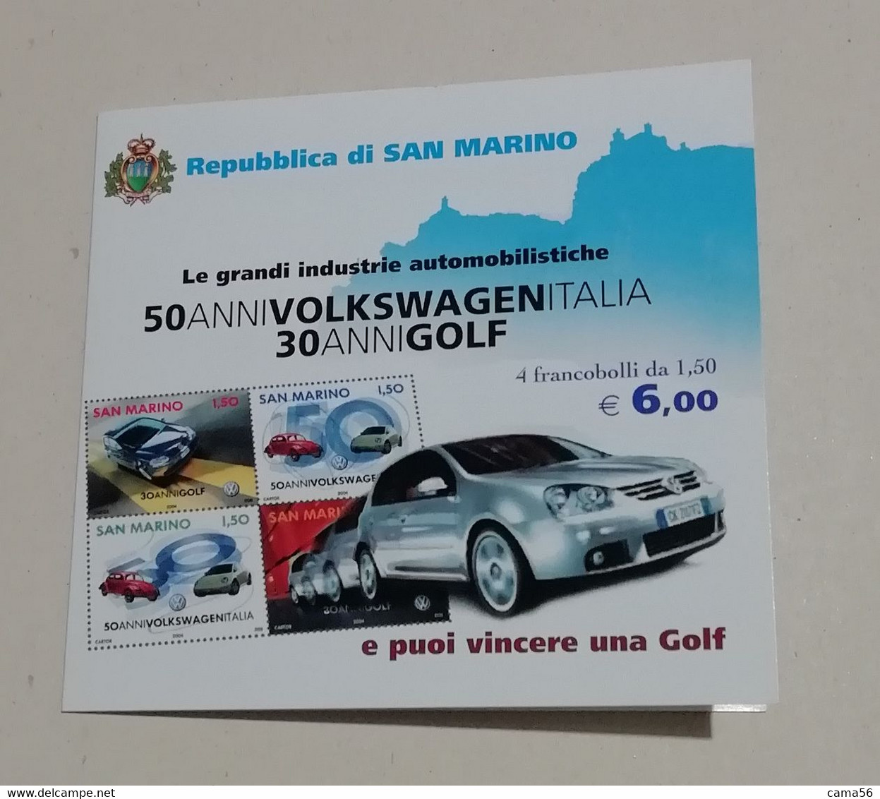 San Marino 2004 -  Le Grandi Industrie Automobilistiche Volkswagen. - Markenheftchen