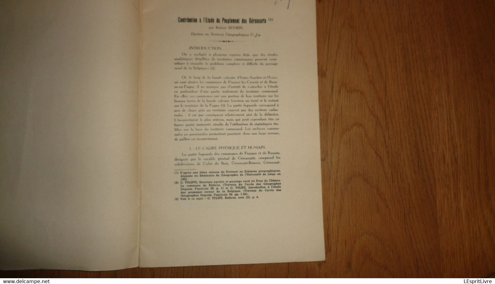 CONTRIBUTION à L'ETUDE DU PEUPLEMENT DES GERONSARTS Régionalisme Histoire Population Géronsart Nismes Couvin Petigny - Belgique