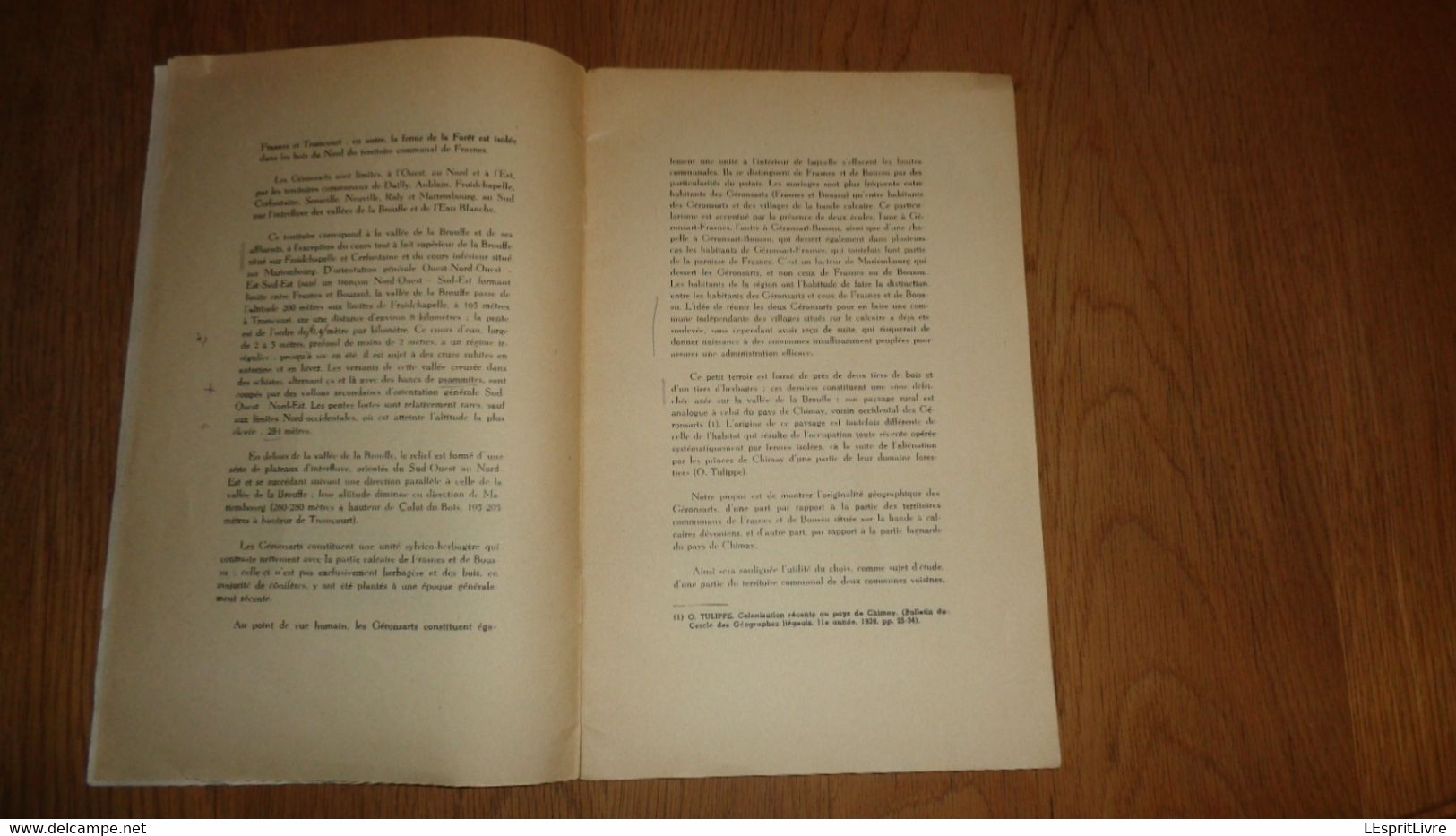 CONTRIBUTION à L'ETUDE DU PEUPLEMENT DES GERONSARTS Régionalisme Histoire Population Géronsart Nismes Couvin Petigny - Belgique