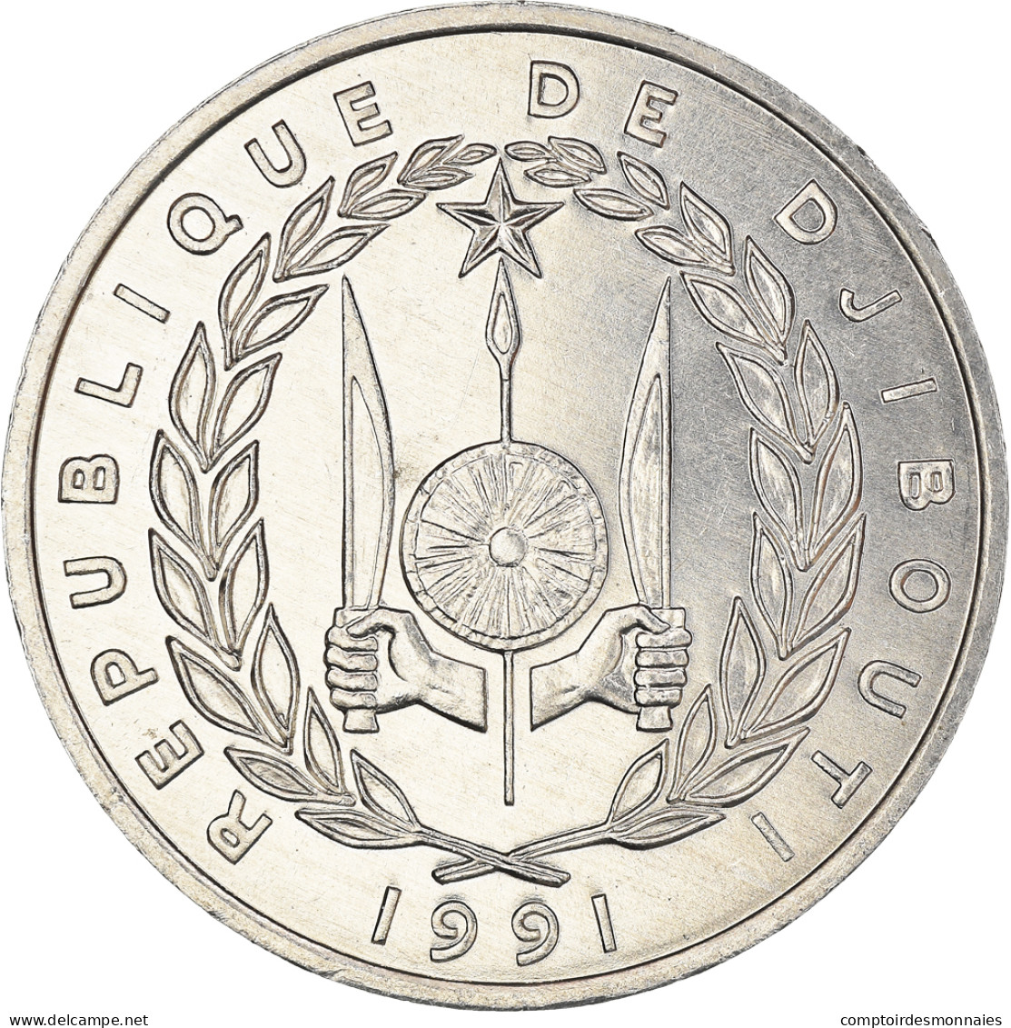 Monnaie, Djibouti, 5 Francs, 1991, Paris, SPL, Aluminium, KM:22 - Dschibuti