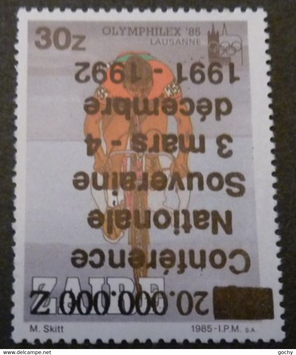 ZAÏRE : 1991/ 92 :   N° ?? ** Surcharge Privée Renversé  --cat : ??€  Conférence Nationale Variété - Unused Stamps