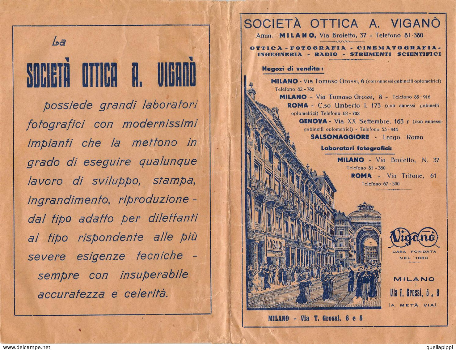 013759 "MILANO - SOCIETA' OTTICA VIGANO'- CASA FONDATA NEL 1880 - PORTA NEGATIVI FOTO" PUBBL - Pubblicitari