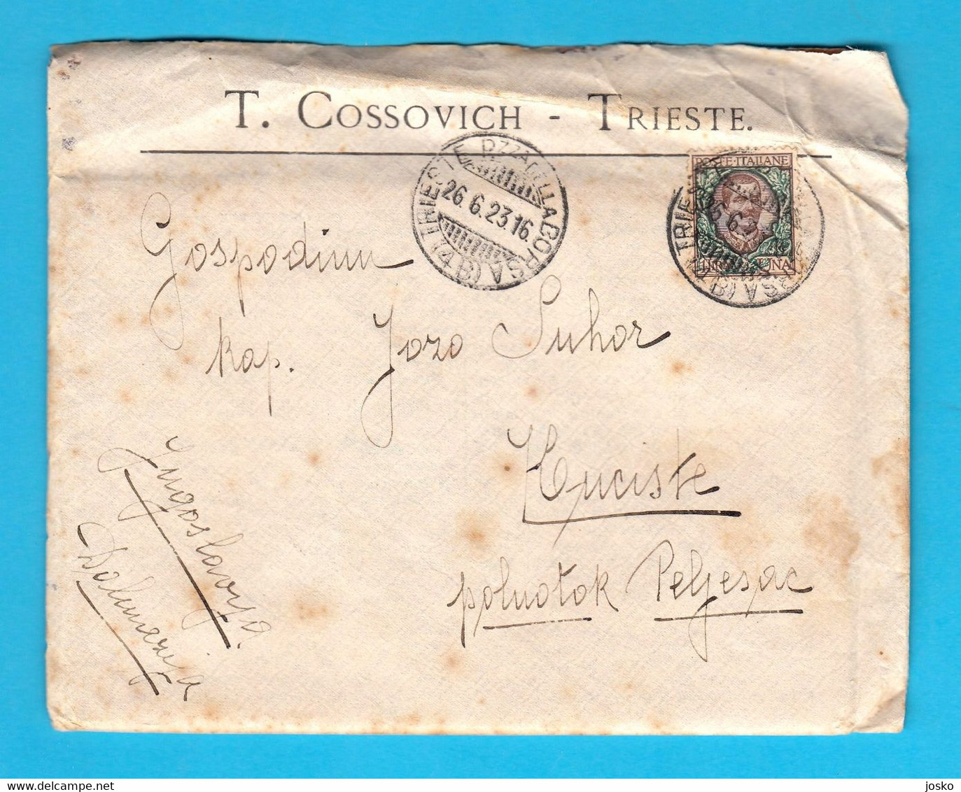 T. COSSOVICH-TRIESTE (Compagnia Di Navigazione) Lettera Inviata Al Capitano Suhor A Kućište Vicino A Dubrovnik (Croazia) - Other & Unclassified