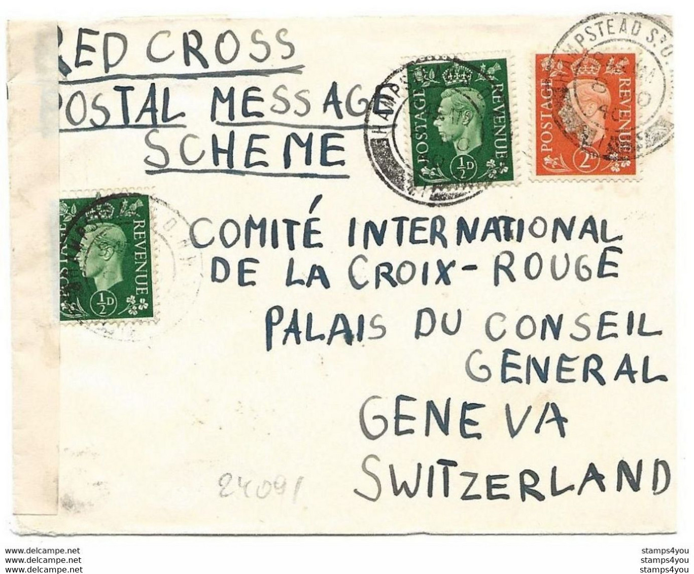 16 - 4 - Enveloppe Envoyée De Grande-Bretagne à La Croix-Rouge Genève 1940 - Censure - Guerre Mondiale (Seconde)