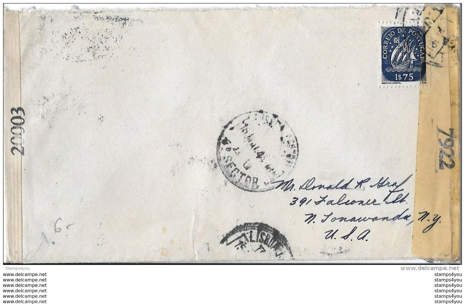 16 - 3 - Enveloppe Envoyée Du Portugal Aux USA 1944 - Censure - Guerre Mondiale (Seconde)