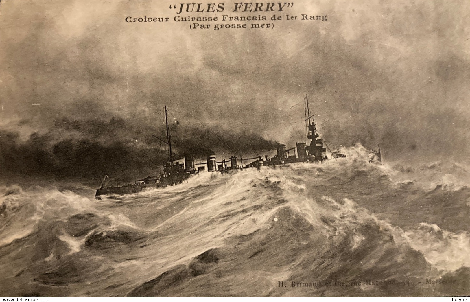 Le JULES FERRY - Croiseur Cuirassé Français De 1er Rang - Par Grosse Mer - Bateau Ship Guerre War - Guerra