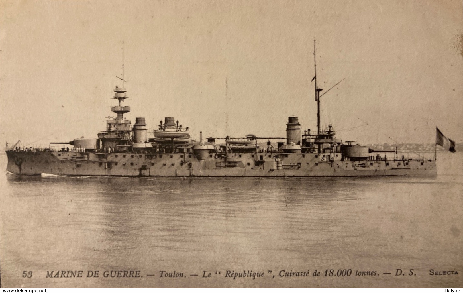 Le RÉPUBLIQUE - Cuirassé Marine De Guerre Français à Toulon - Bateau Navire Ship War - Guerra