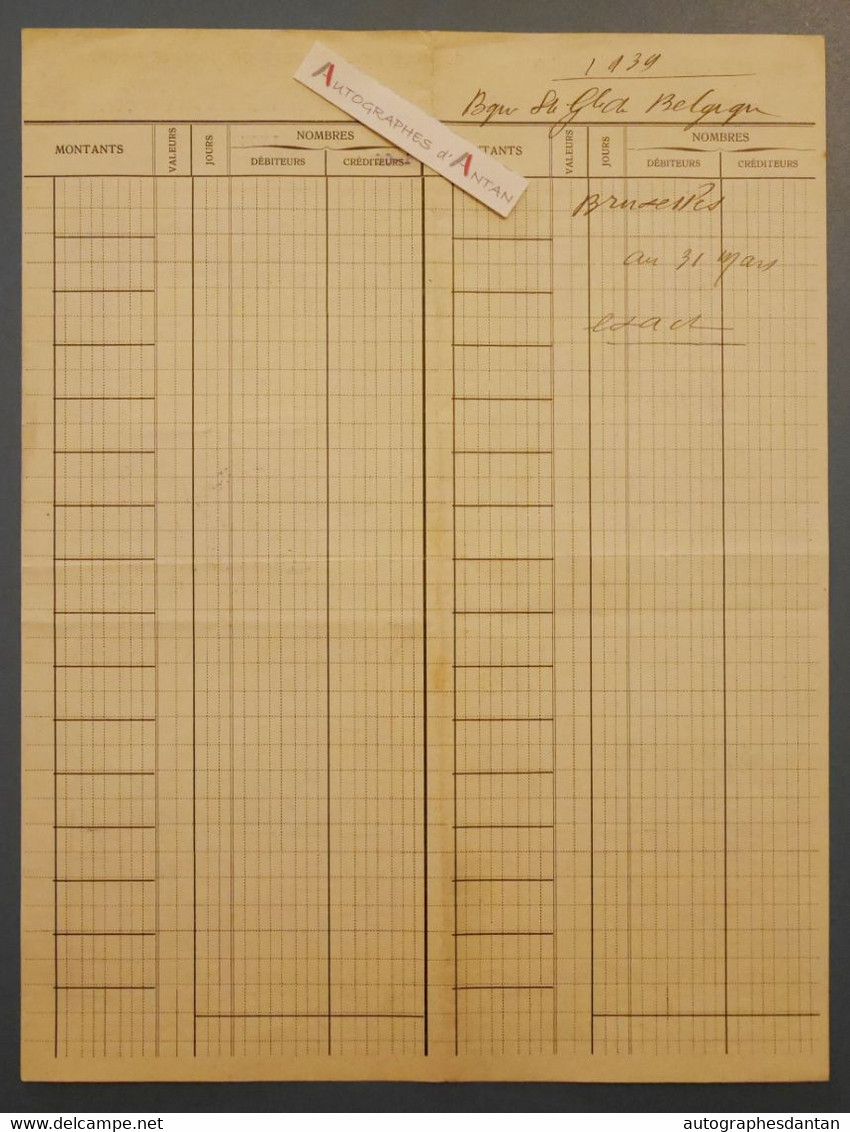 1939 Banque De La Société Générale De Belgique - Bruxelles > Lyon (Saint Olive Cambefort) - Timbres Fiscaux Belges - Bank & Versicherung