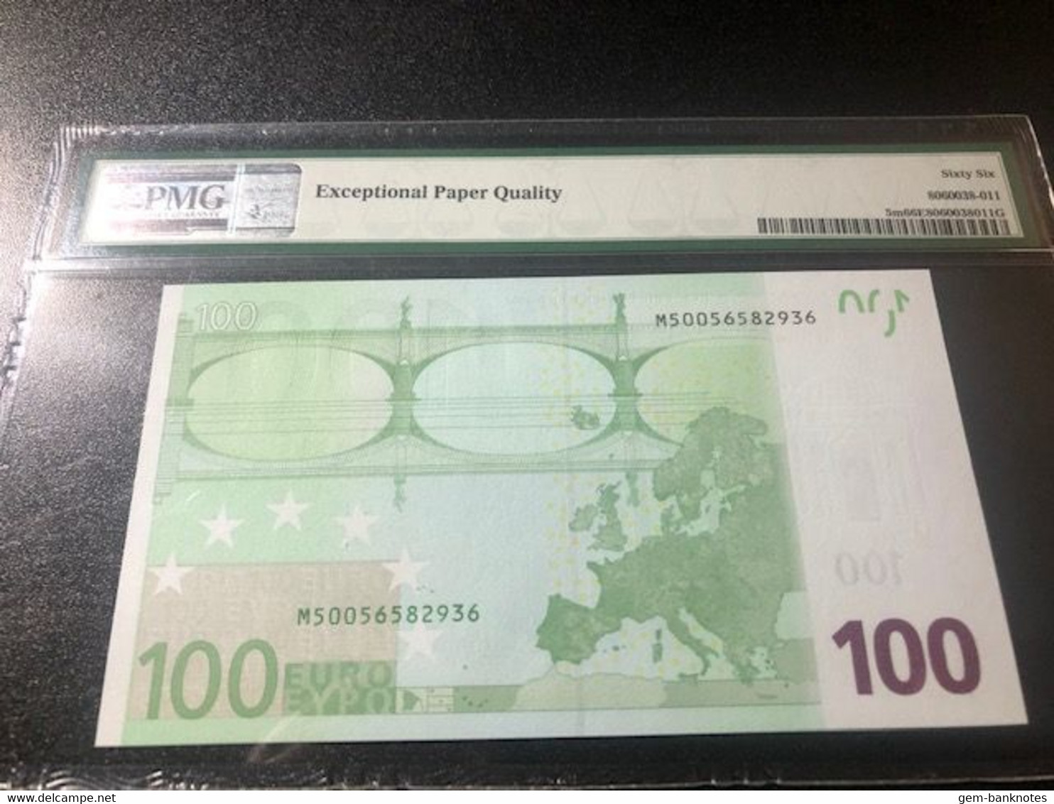 Portugal Letter M EUR 100 Printercode P005 Duisenberg P5m Graded 66 EPQ Gem Uncirculated By PMG - 100 Euro