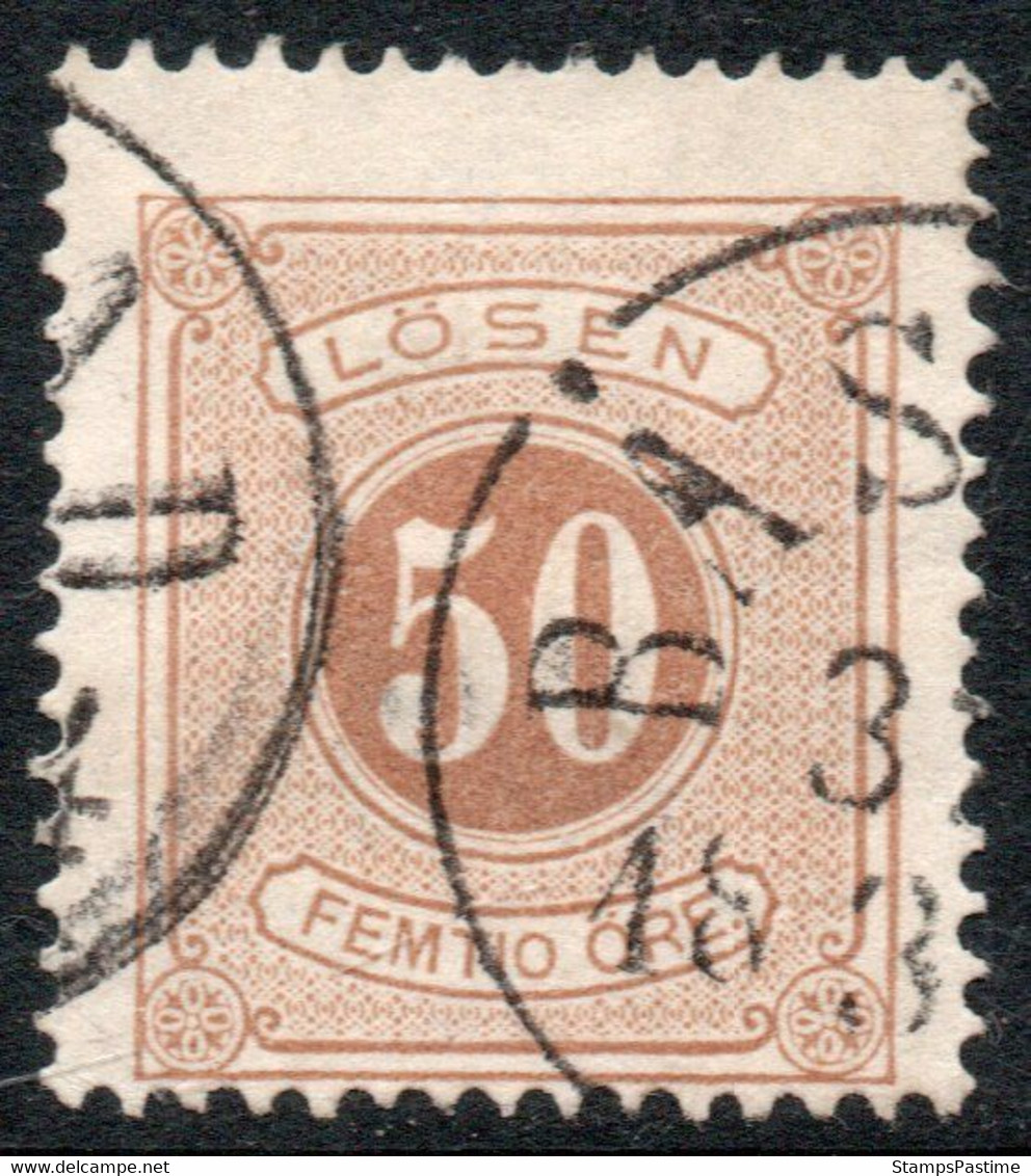 SUECIA – SWEDEN Sello Usado Para Uso En TASA (TAXE) CIFRA X 50 ö. Dentado 14 Año 1874 – Valorizado En Catálogo € 45,00 - Revenue Stamps