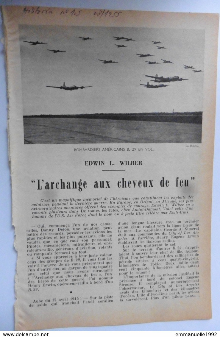 Article Revue Historia N°105 Août 1955 Henry Erwin L'archange Aux Cheveux De Feu - Histoire