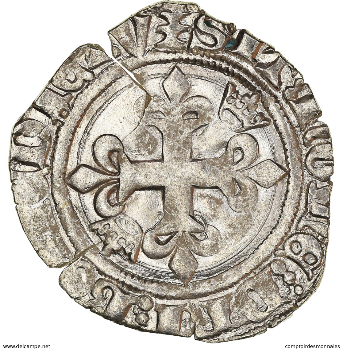 Monnaie, France, Charles VI, Florette, Tournai, TTB, Billon, Duplessy:387A - 1380-1422 Charles VI Le Fol