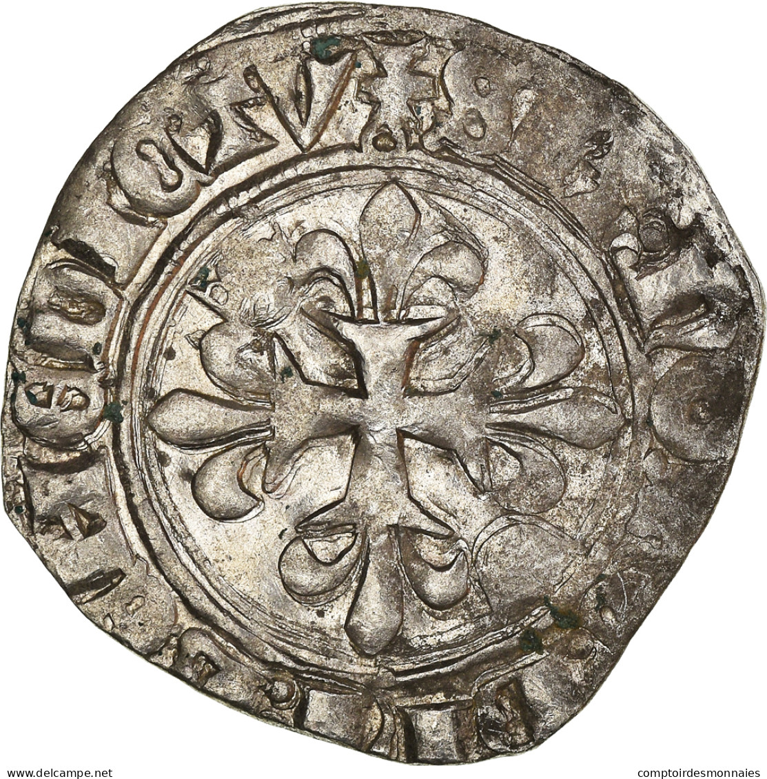 Monnaie, France, Charles VI, Florette, Paris, TTB, Billon, Duplessy:387A - 1380-1422 Charles VI Le Fol