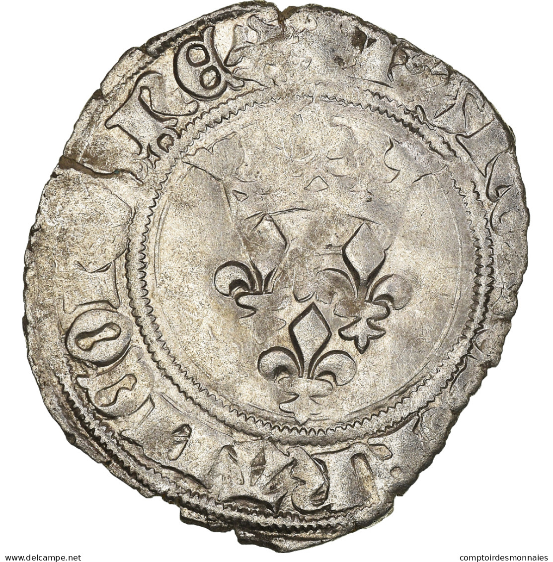 Monnaie, France, Charles VI, Florette, Tournai, TB+, Billon, Duplessy:387A - 1380-1422 Karl VI. Der Vielgeliebte