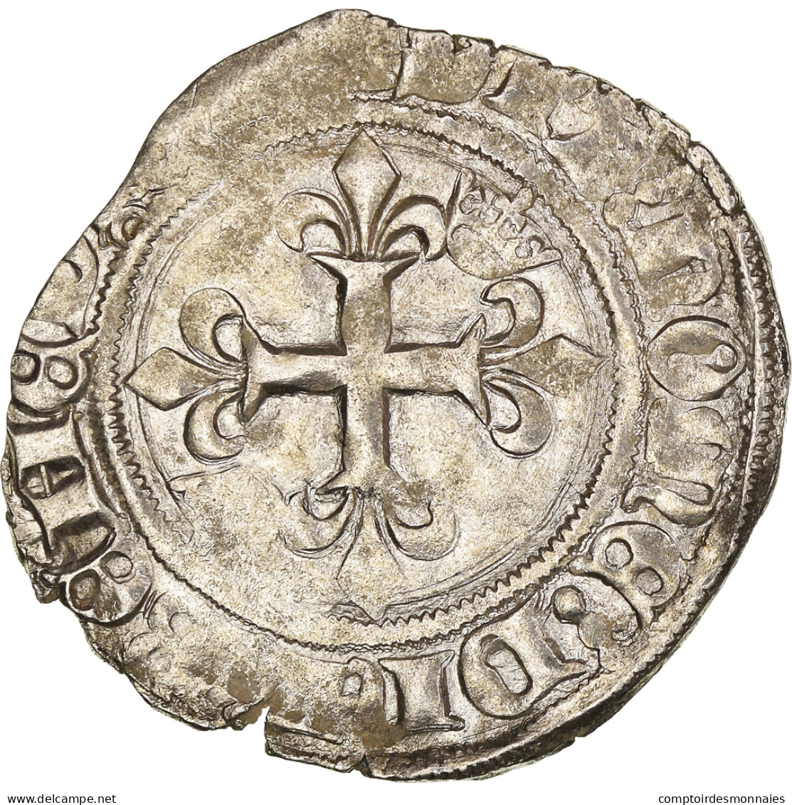 Monnaie, France, Charles VI, Florette, Tournai, TTB, Billon, Duplessy:387A - 1380-1422 Charles VI The Beloved