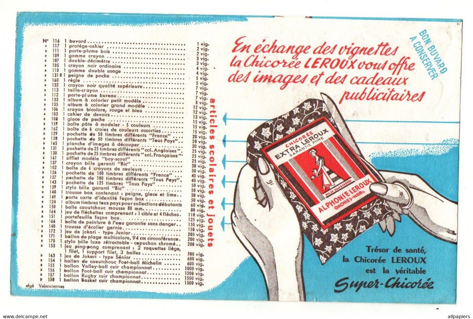 Buvard Trésor De Santé La Chicorée Leroux Est La Véritable Super-Chicorée - Format : 21x13.5 Cm - Café & Thé