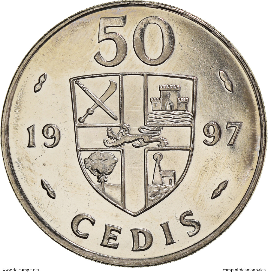 Monnaie, Ghana, 50 Cedis, 1997, SUP, Nickel Plaqué Acier, KM:31a - Ghana