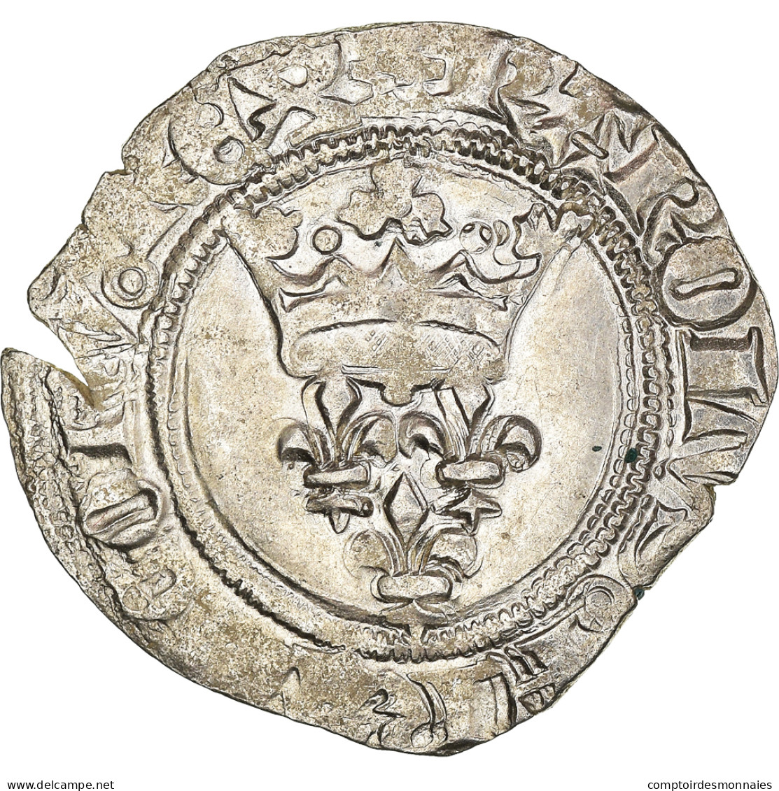 Monnaie, France, Charles VI, Florette, Paris, TTB, Billon, Duplessy:387A - 1380-1422 Karl VI. Der Vielgeliebte