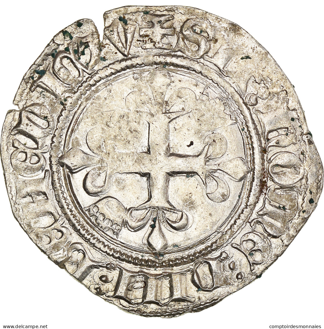 Monnaie, France, Charles VI, Florette, Tournai, TTB, Billon, Duplessy:387A - 1380-1422 Charles VI The Beloved