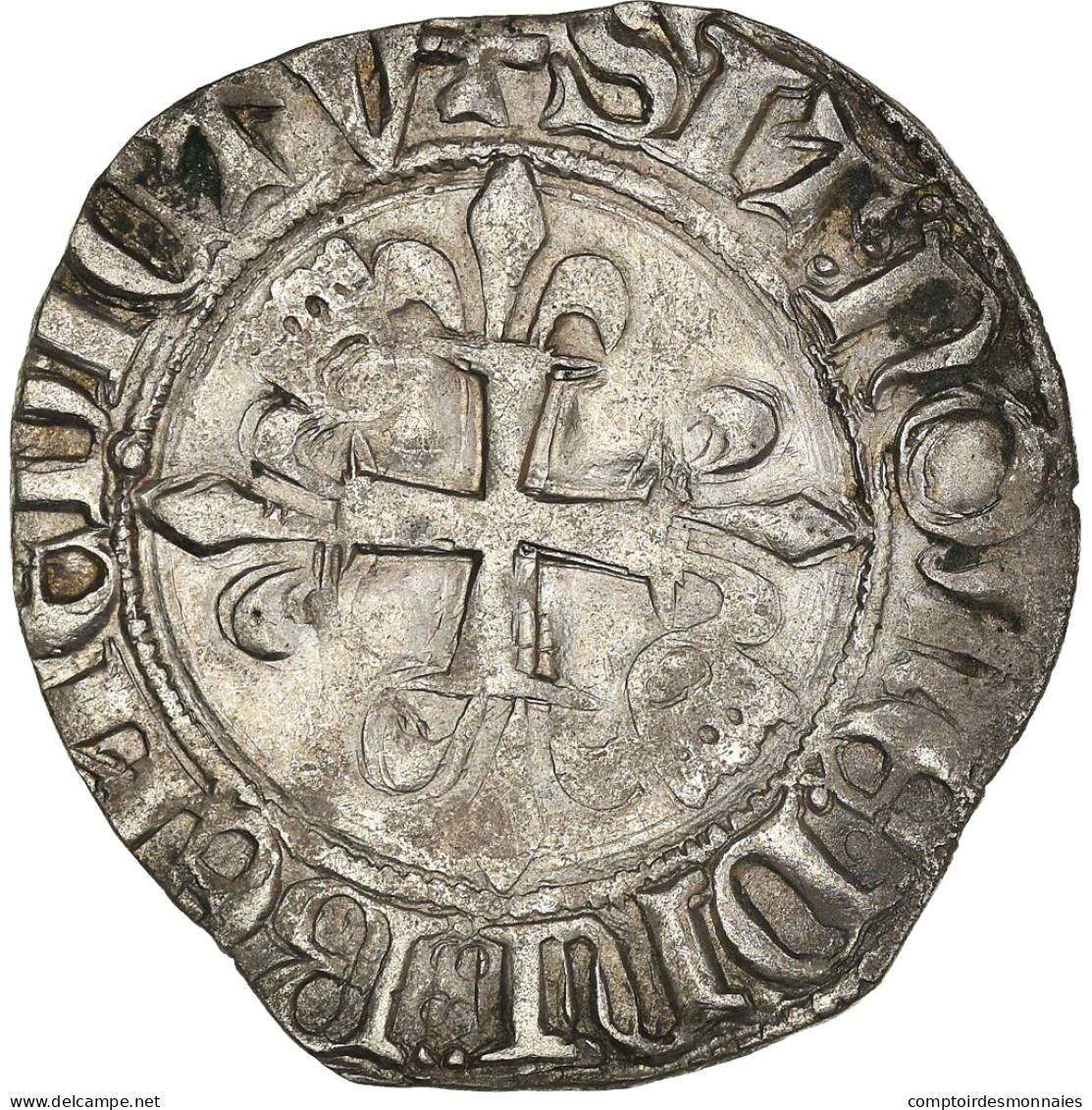 Monnaie, France, Charles VI, Florette, Rouen, TTB, Billon, Duplessy:387A - 1380-1422 Charles VI Le Fol