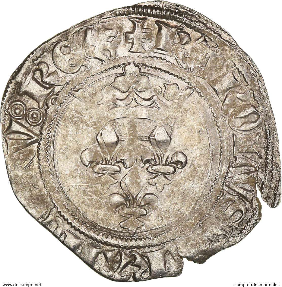 Monnaie, France, Charles VI, Florette, Tournai, TB+, Billon, Duplessy:387A - 1380-1422 Charles VI The Beloved