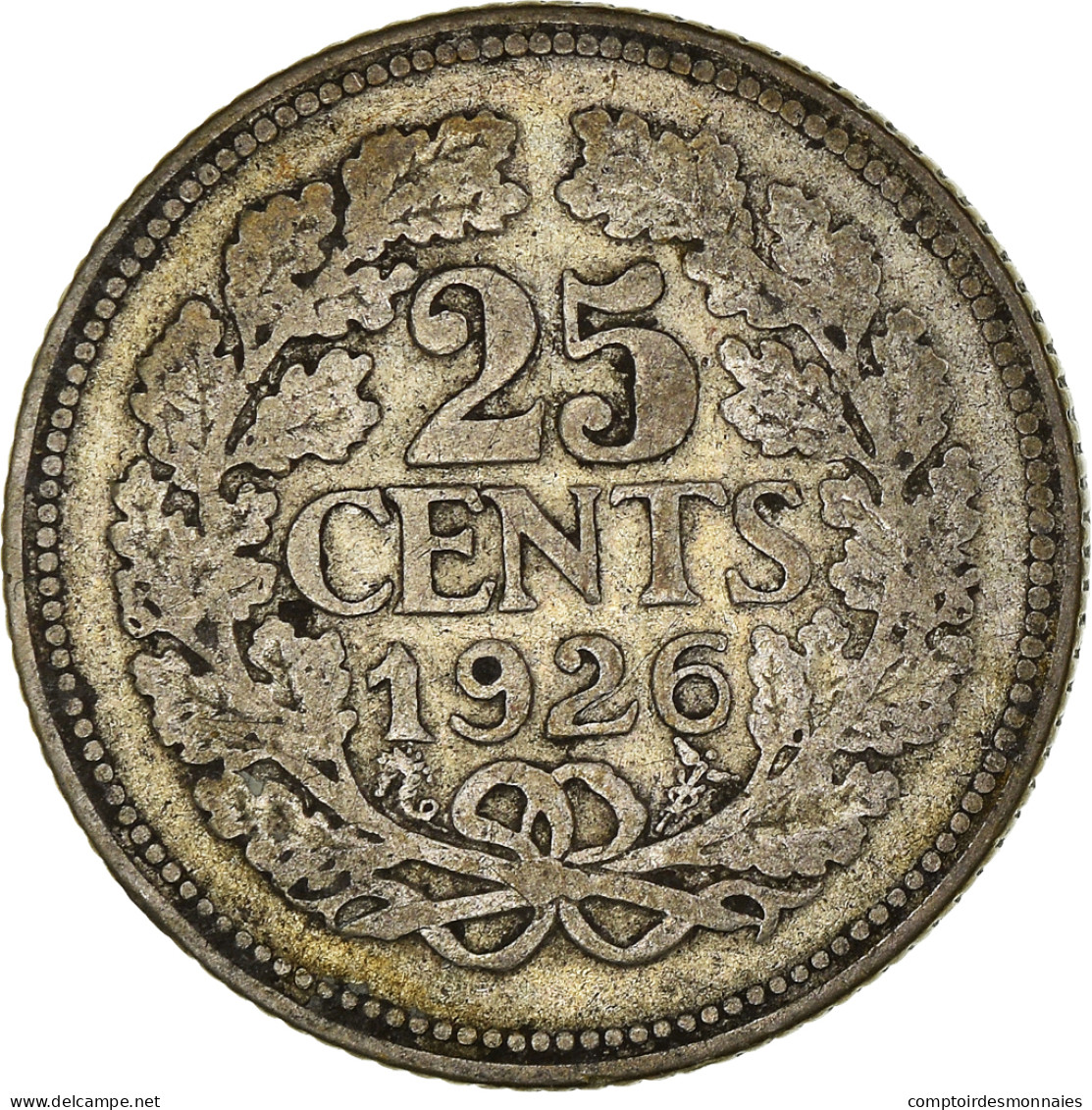 Monnaie, Pays-Bas, Wilhelmina I, 25 Cents, 1926, TB+, Argent, KM:164 - 25 Centavos