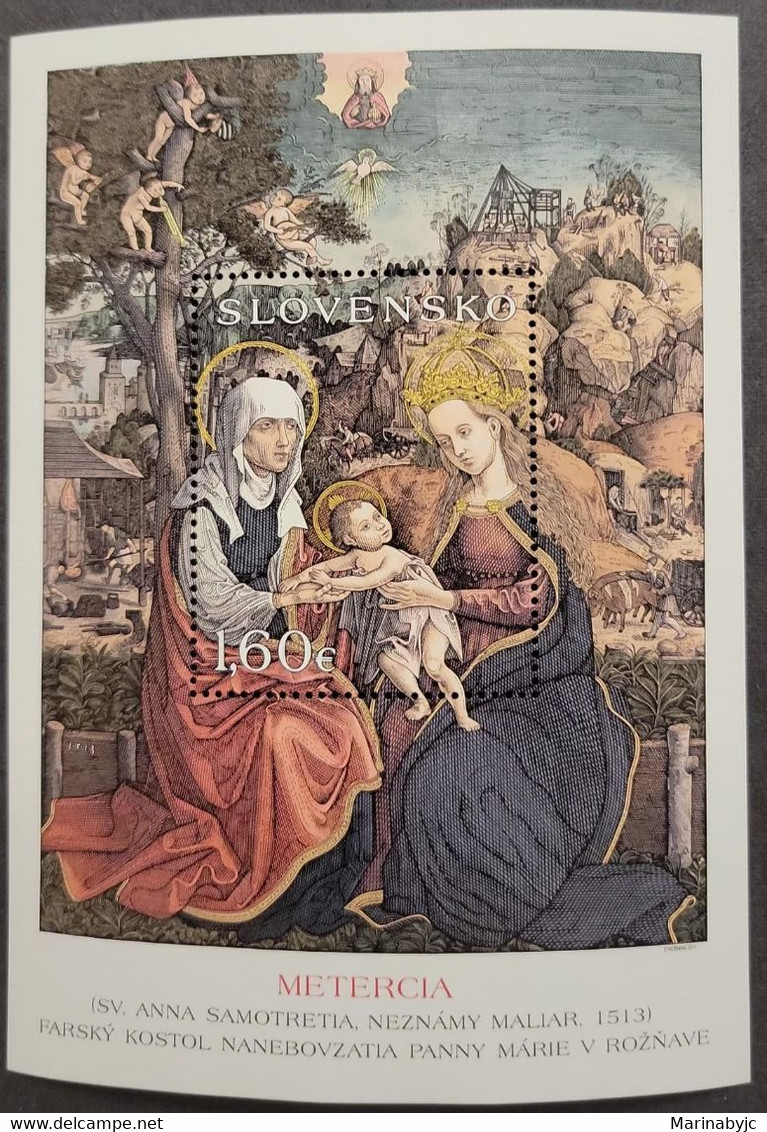 SP) 2011 SLOVAKIA, METERCIA, ANNA SAMOTRECIA, CHURCH ASSUMPTION MOST HOLY VIRGIN MARY, SOUVENIR SHEET, MNH - Sonstige & Ohne Zuordnung