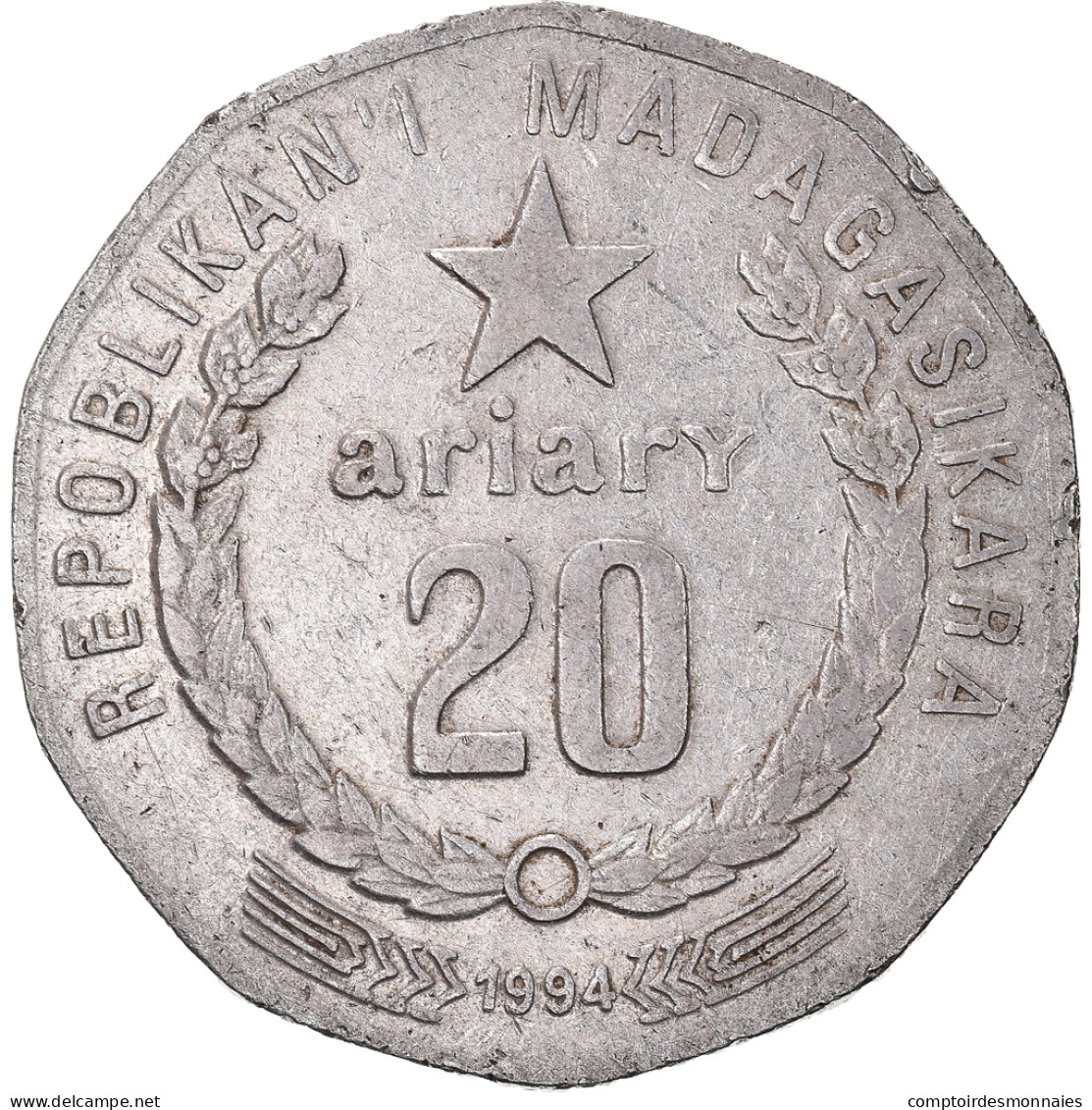 Monnaie, Madagascar, 20 Ariary, 1994, Royal Canadian Mint, TB+, Nickel Clad - Madagaskar