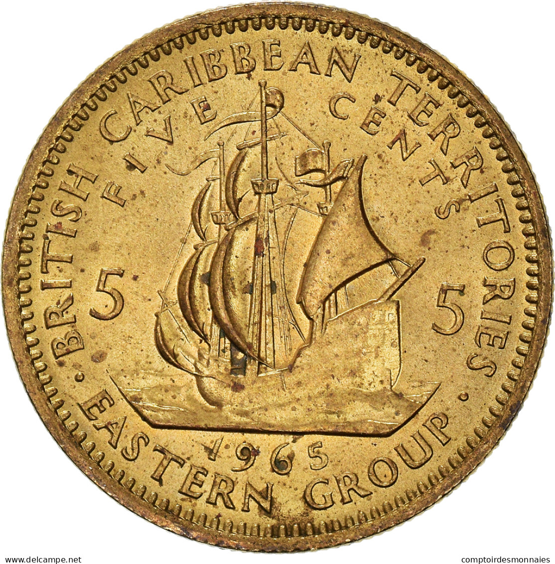 Monnaie, Etats Des Caraibes Orientales, Elizabeth II, 5 Cents, 1965, SUP - Territoires Britanniques Des Caraïbes