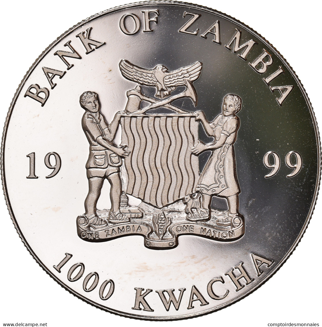 Monnaie, Zambie, 1000 Kwacha, 1999, British Royal Mint, SPL+, Silver Plated - Sambia