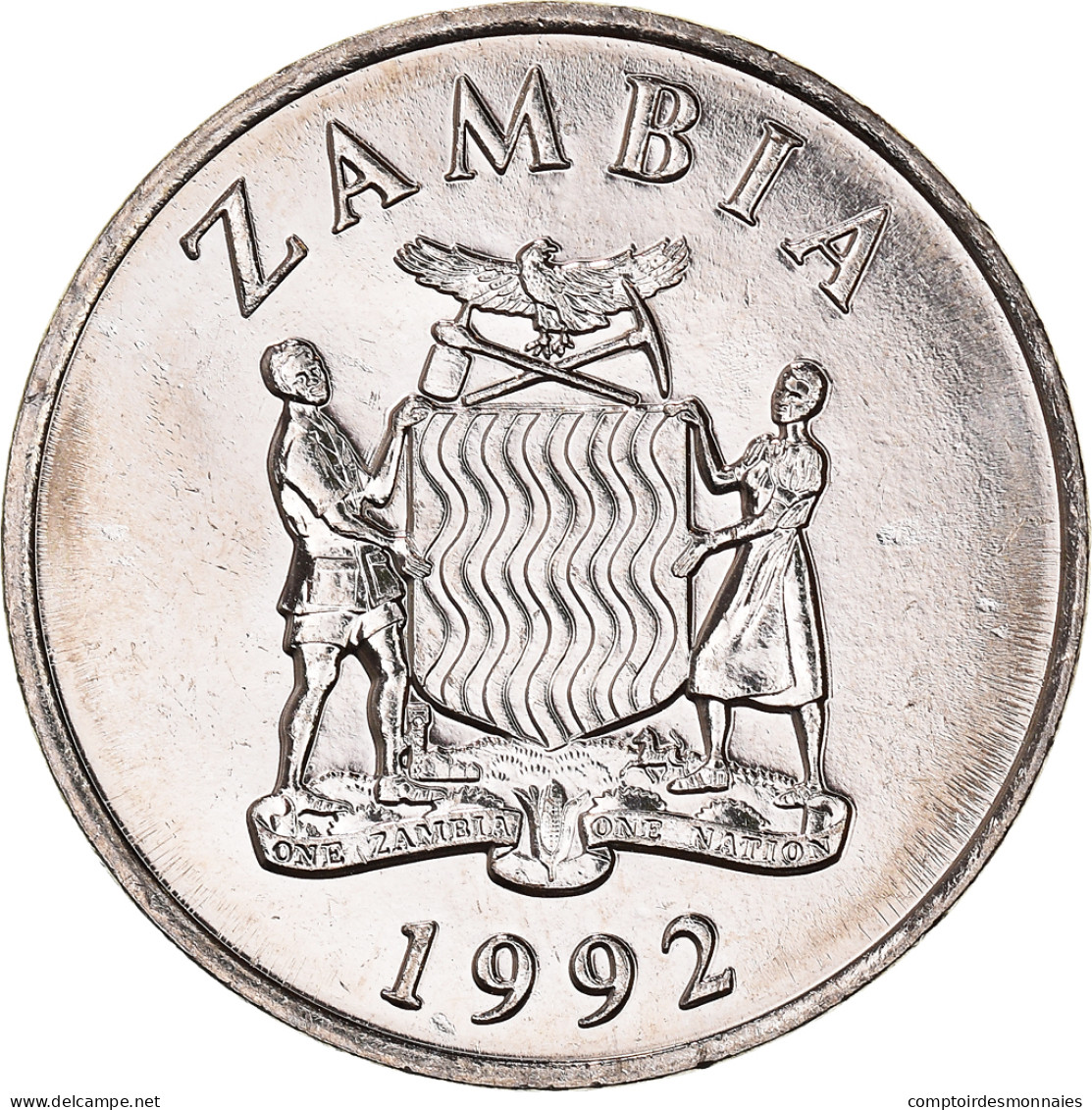 Monnaie, Zambie, 50 Ngwee, 1992, British Royal Mint, SUP, Nickel Plaqué Acier - Zambia