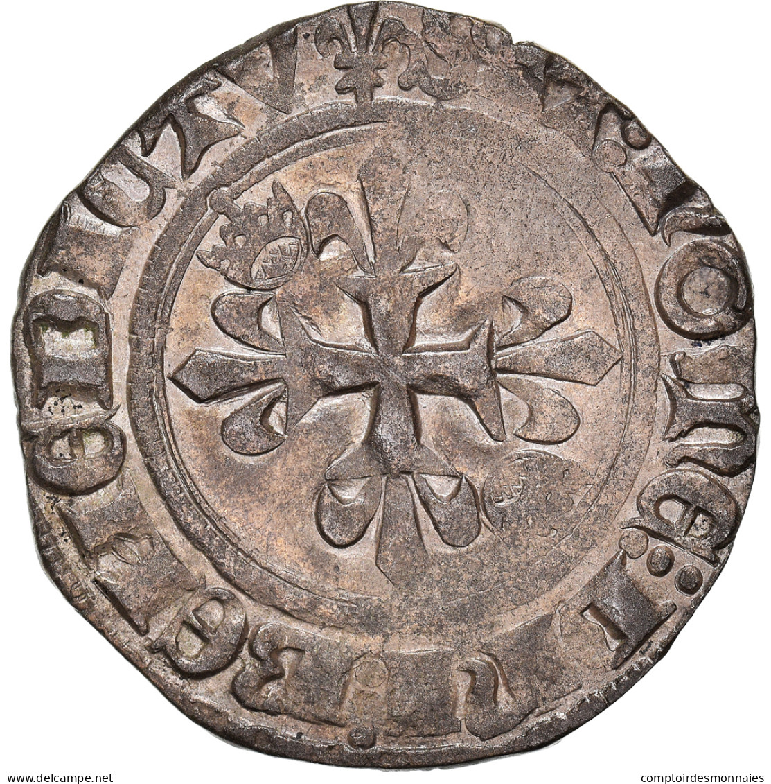 Monnaie, France, Charles VI, Gros Dit "Florette", 1419, Paris, TTB, Billon - 1380-1422 Charles VI Le Fol
