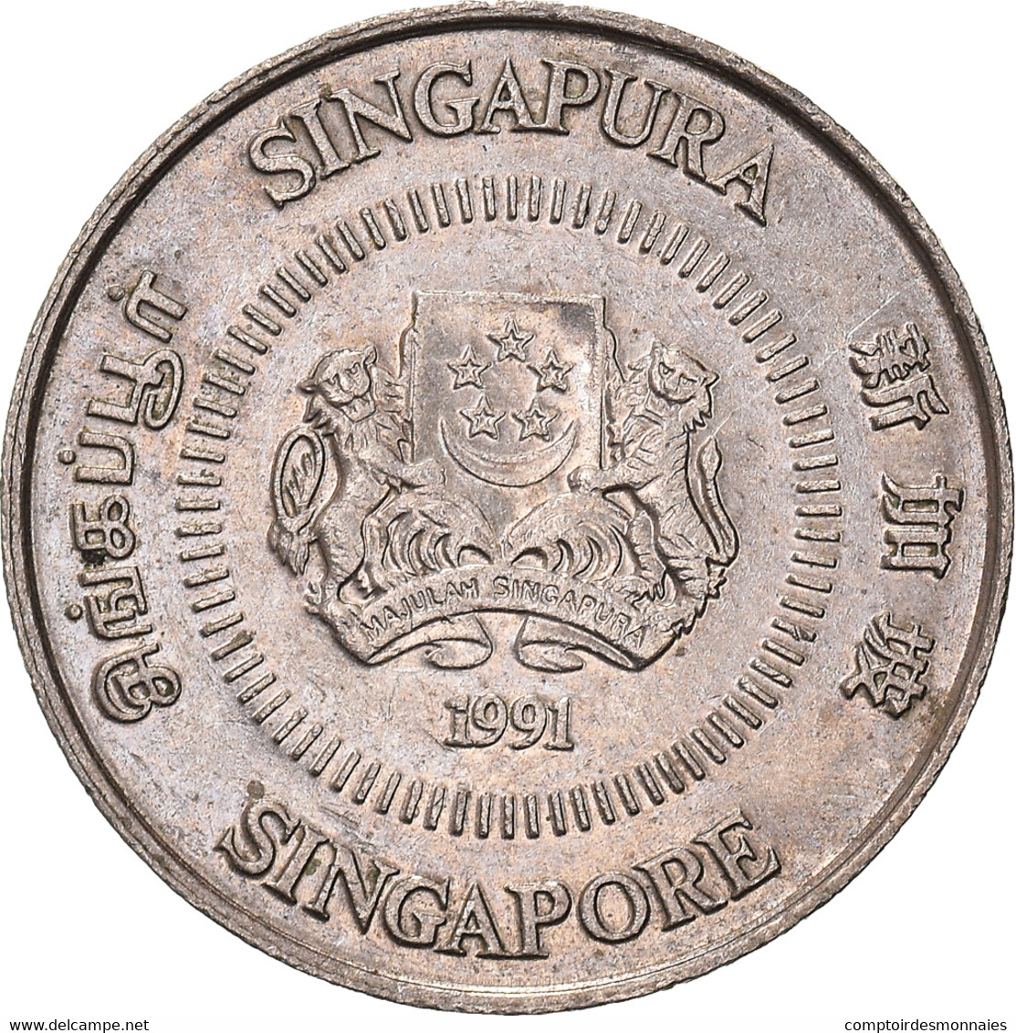 Monnaie, Singapour, 10 Cents, 1991, British Royal Mint, TTB+, Cupro-nickel - Singapour