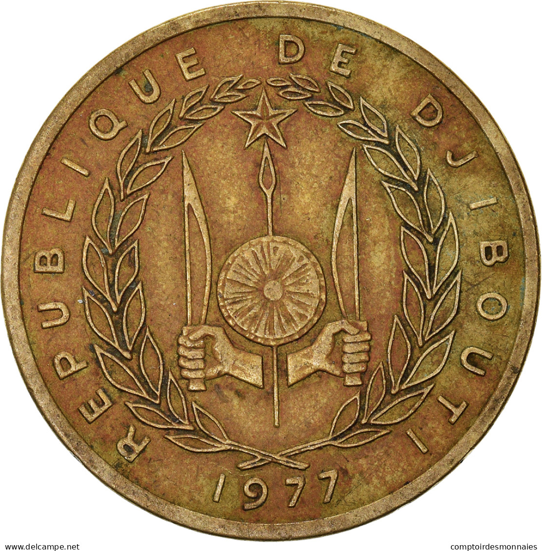 Monnaie, Djibouti, 10 Francs, 1977, Paris, TB, Bronze-Aluminium, KM:23 - Gibuti