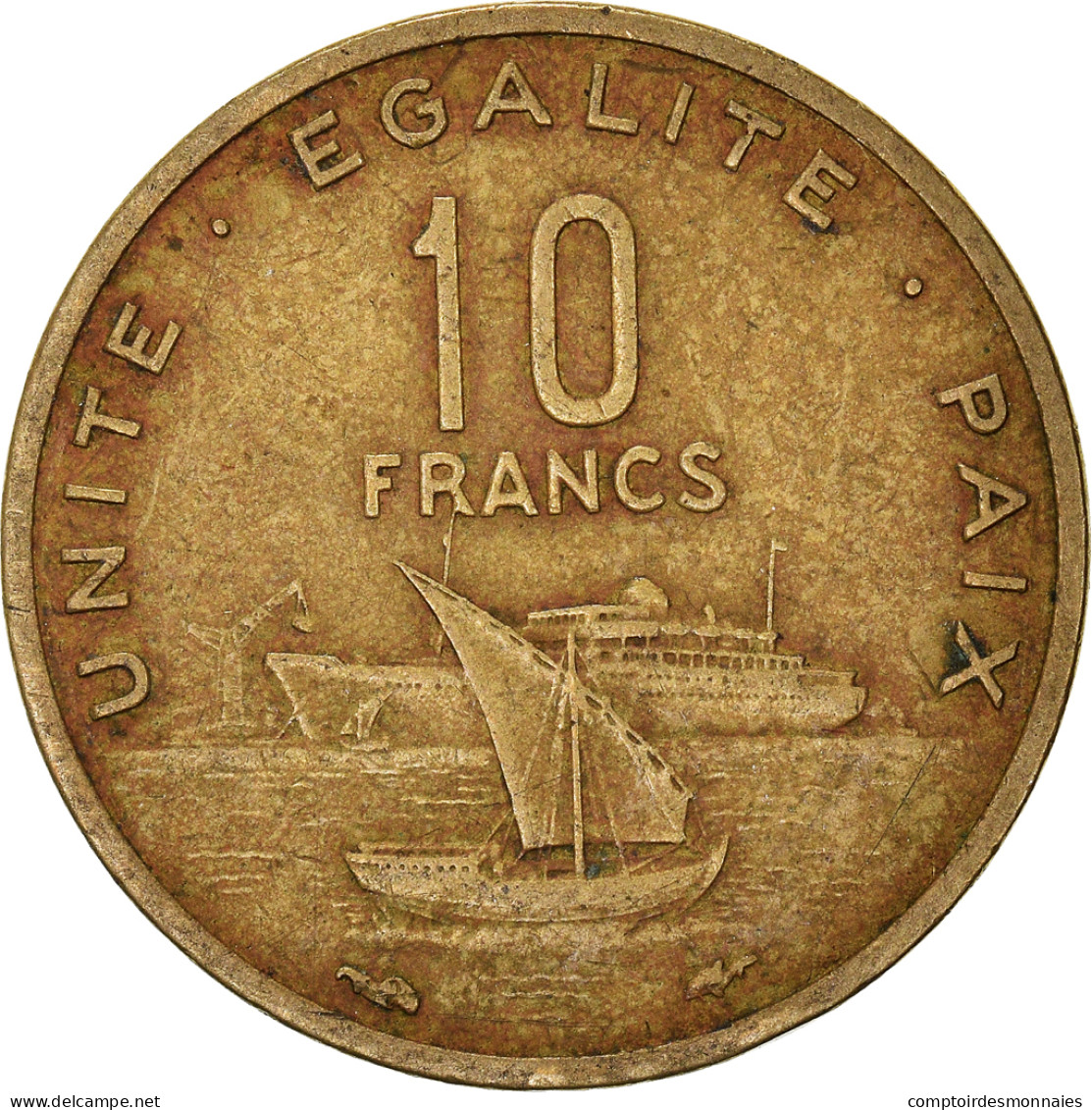 Monnaie, Djibouti, 10 Francs, 1977, Paris, TB, Bronze-Aluminium, KM:23 - Dschibuti