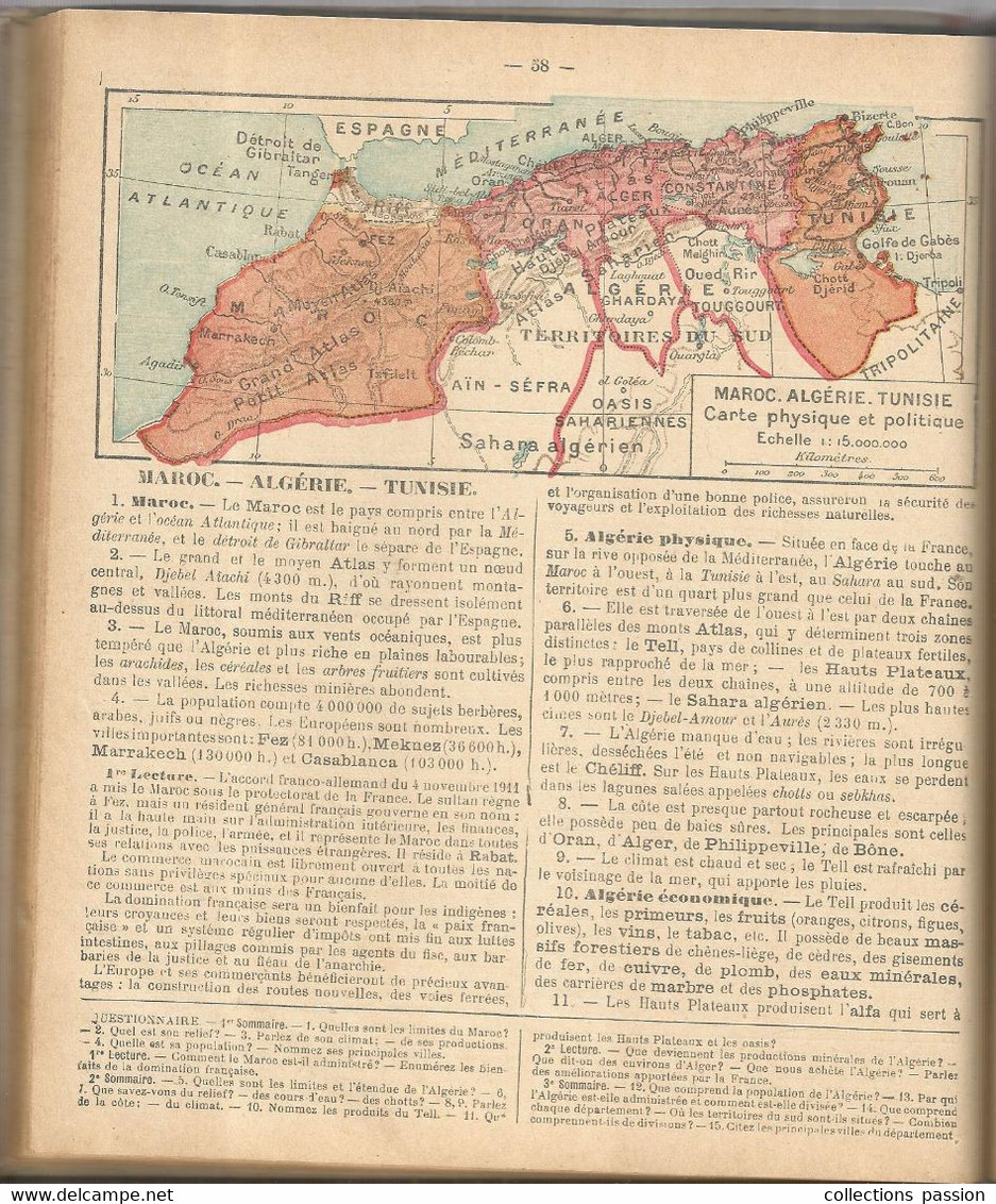 notions générales les cinq parties du monde,LA FRANCE ET SES COLONIES par L.LANIER...11 scans, frais fr 6.15 e