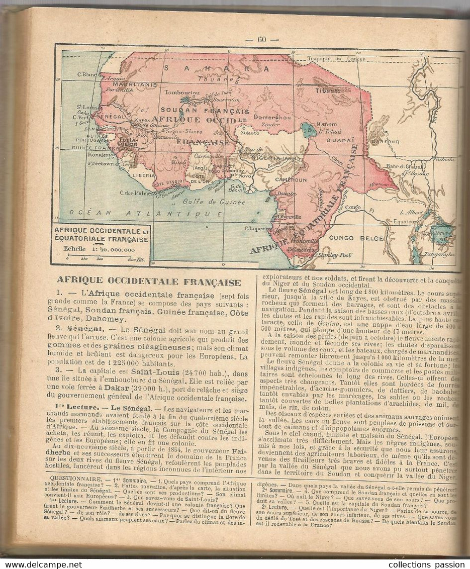 notions générales les cinq parties du monde,LA FRANCE ET SES COLONIES par L.LANIER...11 scans, frais fr 6.15 e