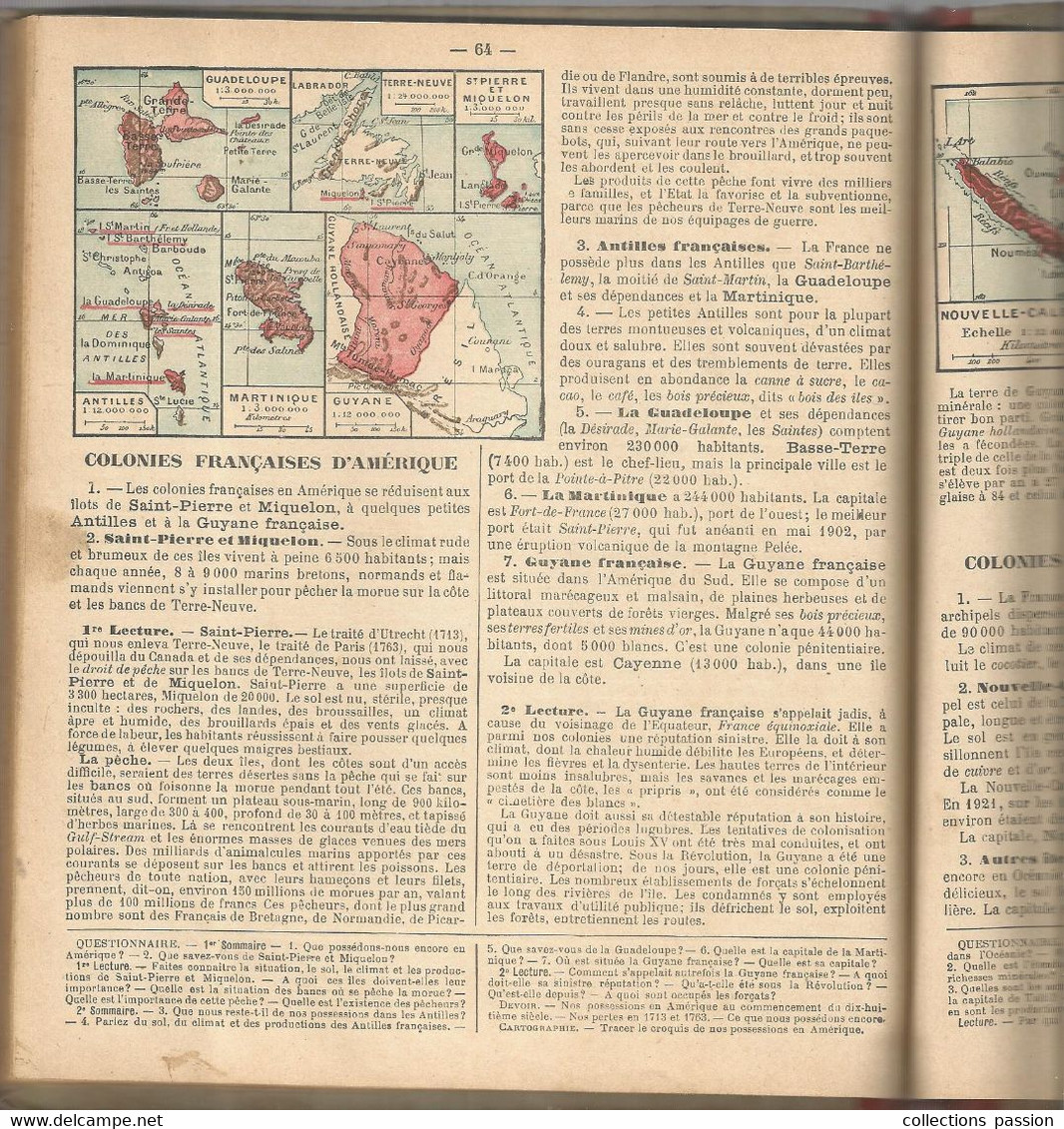 notions générales les cinq parties du monde,LA FRANCE ET SES COLONIES par L.LANIER...11 scans, frais fr 6.15 e