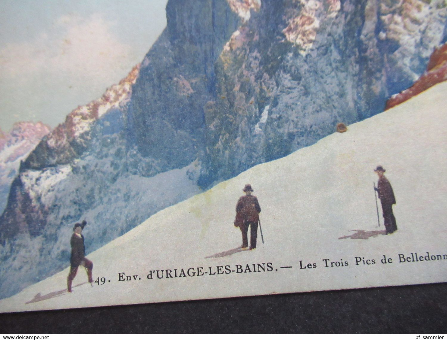 AK Frankreich Um 1920 Bergsteigen / Wanderer Im Schnee Uriage Les Bains Les Trois Pics De Belledonne 2981 M - Alpinismo