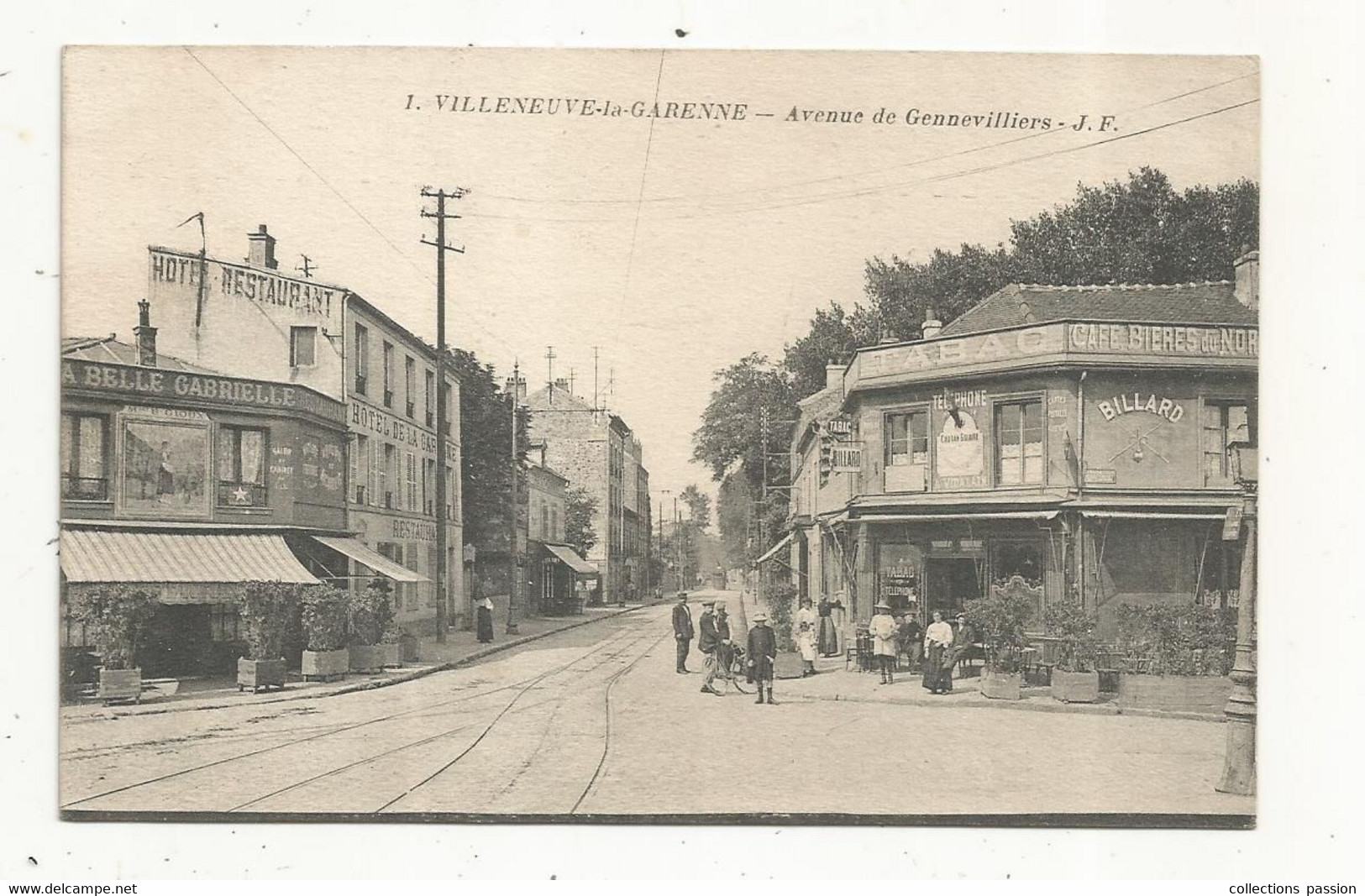 Cp ,92 , VILLENEUVE LA GARENNE, Avenue De GENNEVILLIERS , Commerces ,bar ,tabac , Café , Hotel, Restaurant , écrite 1917 - Villeneuve La Garenne