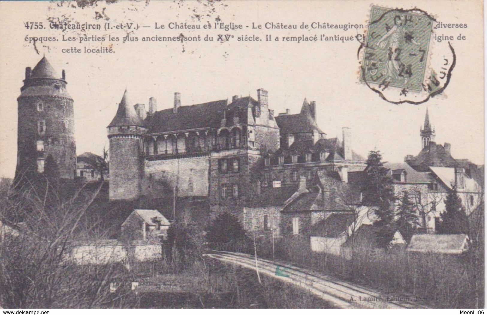 35 - ILLE ET VILAINE - CHATEAUGIRON - LE CHATEAU ET LE PETIT SEMINAIRE STE CROIX -CACHET CONVOYEUR RENNES A CHATEAUGIRON - Châteaugiron