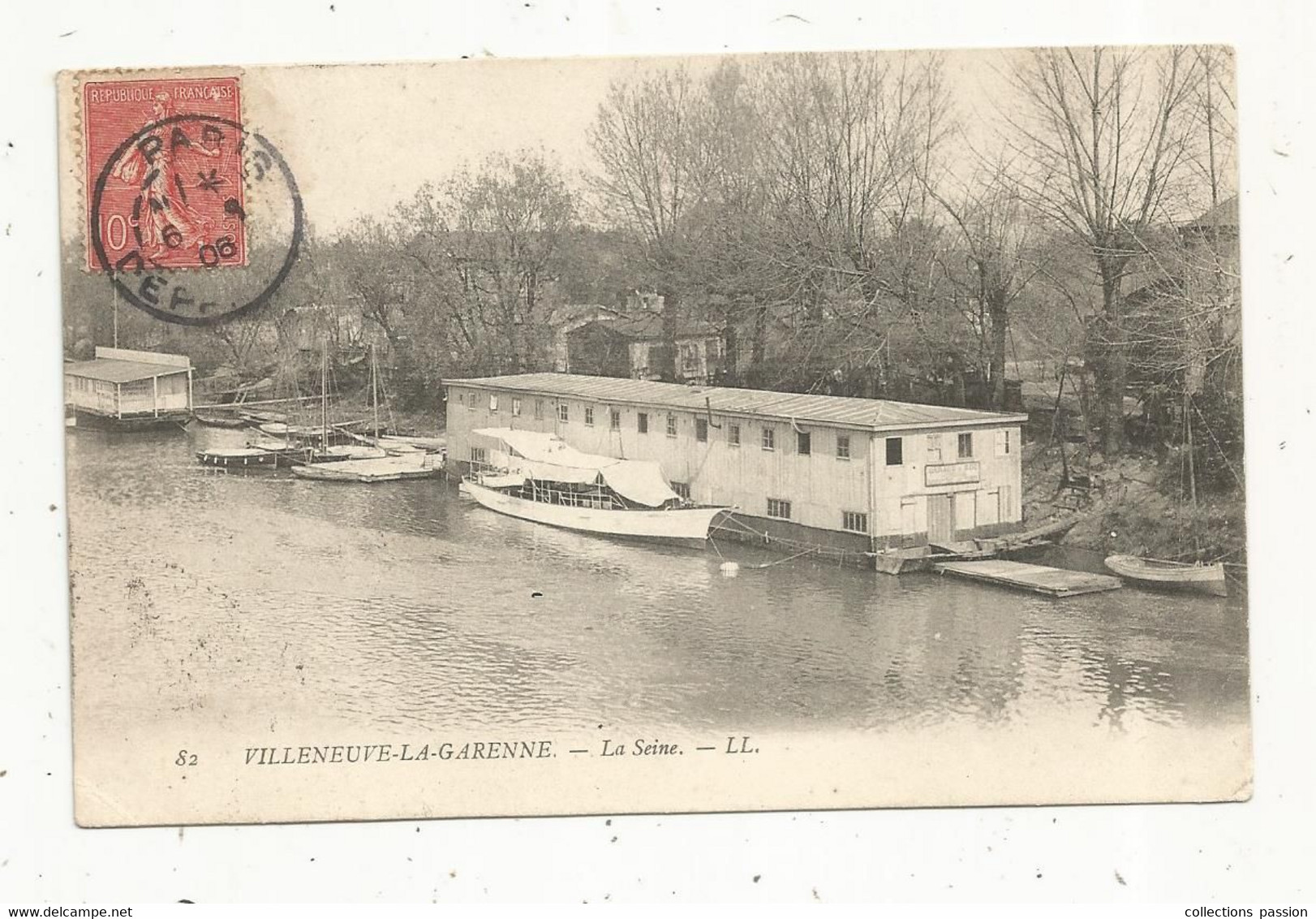 Cp ,92 , VILLENEUVE LA GARENNE, La SEINE, Péniches, Voyagée 1906 - Villeneuve La Garenne