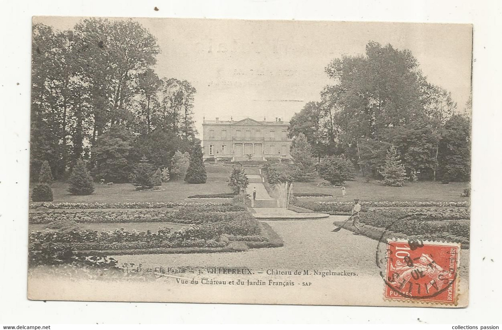 Cp , 78 , VILLEPREUX , Château De M. NAGELMACKERS , Vu Du Château Et Dujardin Français, Voyagée 1908 - Villepreux